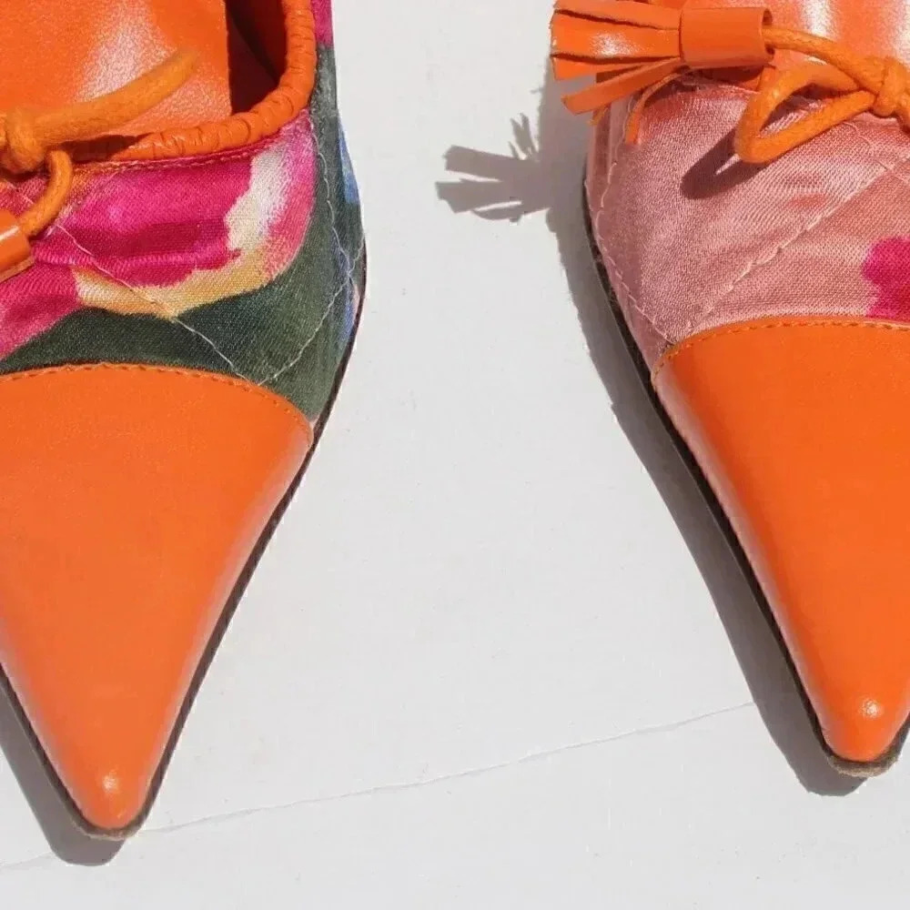 Dolce & Gabbana D&G Orange Flora Tropical Scarpa Womens High Heels Pumps Sz 6.5 - Picture 5 of 10